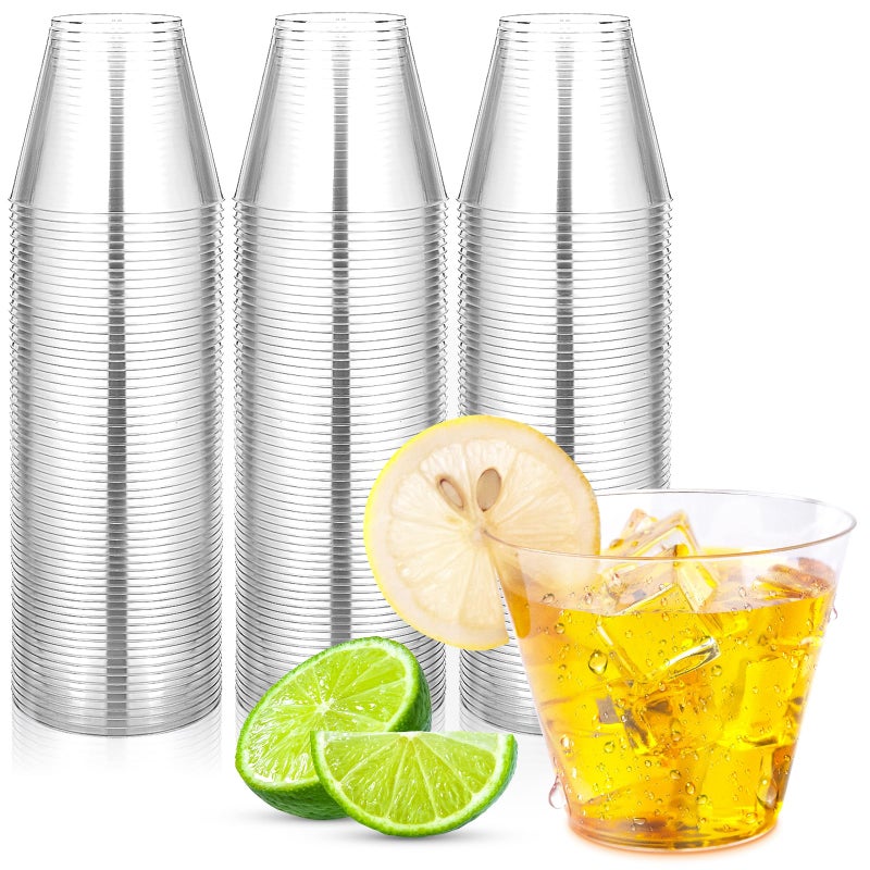 Byvivace 100Counts 9 OZ. Disposable Cups Old fashioned Party Tumblers  9 Ounce Squat Cups Clear Hard Plastic Cups for Party Wedding - Image 1