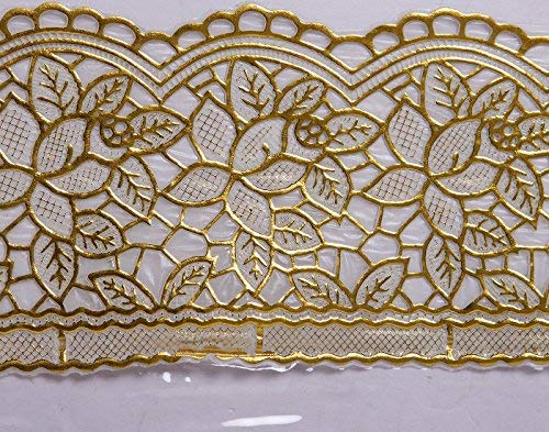 HOMECROWN 3D Design PVC Waterproof 4 Seater Center Table Cover with Golden Lace 60 X 40inches Clear Color - Image 4