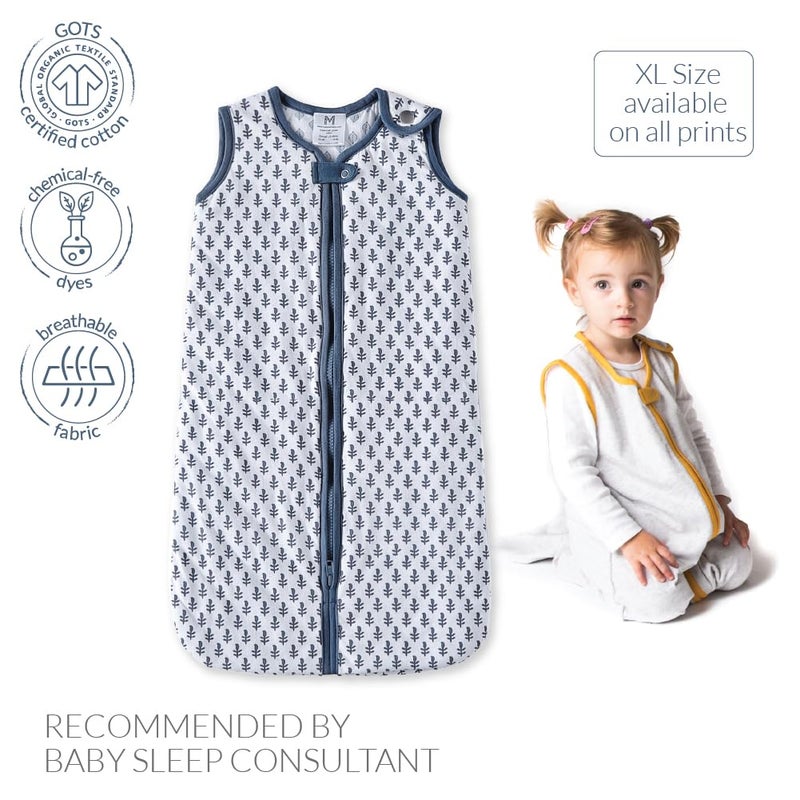 Malabar Baby 100% Organic Cotton Lightweight Wearable Baby Sleeping Sack, Super Soft Quilted Wrapper Blanket Bag, Reversible, Breathable, Hypoallergenic Fabrics - Fort, Large (18-36M) - Image 5