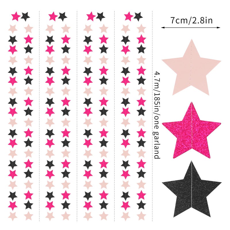 Hugtmr Hot-Pink Black Birthday Party-Decorations Garland - 62ft Twinkle Little Star Baby Girl Hanging Streamers Banner Graduation Engagement Bachelorette Decor Hugtmr - Image 2