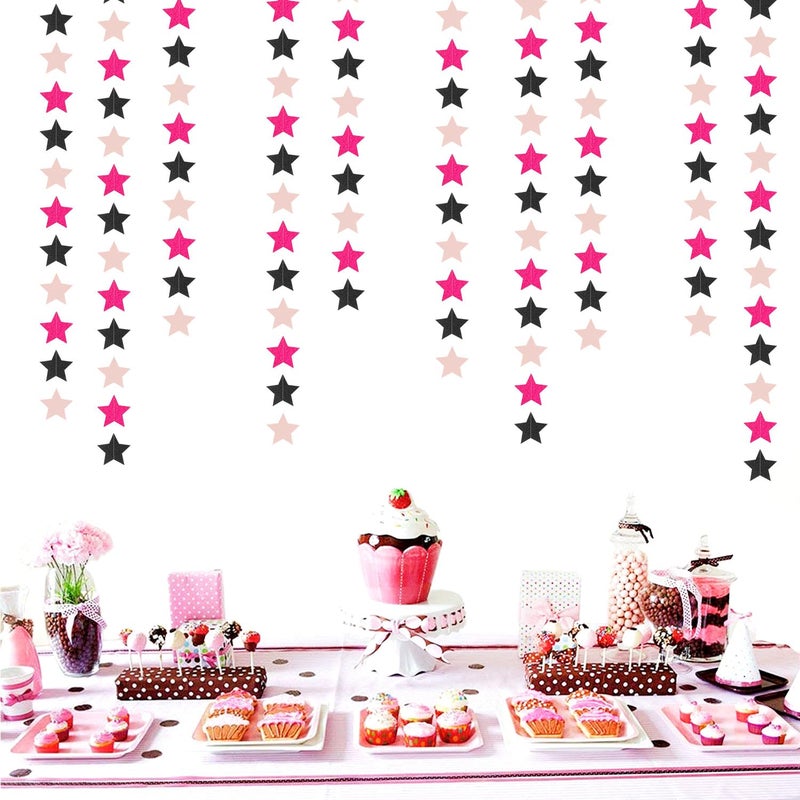 Hugtmr Hot-Pink Black Birthday Party-Decorations Garland - 62ft Twinkle Little Star Baby Girl Hanging Streamers Banner Graduation Engagement Bachelorette Decor Hugtmr - Image 5
