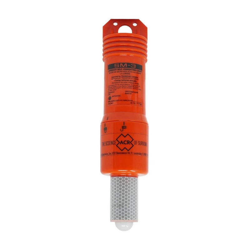 ACR SM3 Lifebuoy Self-Igniting Marker Light, USCG, SOLAS, and MED approved, is a direct replacement for the SM2, ensuring reliable visibility in emergency situations. - Image 2