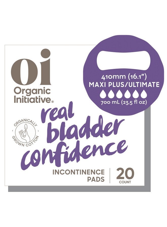 Oi | Organic Initiative Incontinence Pads, Organic Cotton Topsheet, Highly Absorbent up to 23.5 floz, Odor Control, Breathable and Hypoallergenic, Ultimate (Length 16.1") 20 Pads - Image 1