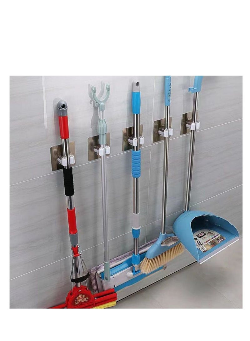 Punch-Free Mop Rack Bathroom Rack Mop Hanger Wall-Mounted Mop Rack Strong Hook Hanging Mop Artifact Set Of Three - Image 5