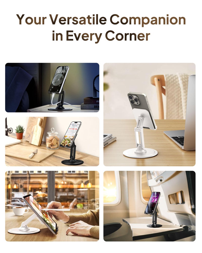 COOPER 360Â° Stand, [Gift Family Pack], Rotating Cell Phone Stand for Desk, Cell Phone Holder for Desk, iPhone Stand Holder, Sturdy Metal Base, Fits Samsung, Android Smartphones, (Piano Black, 2-Pack) - Image 4