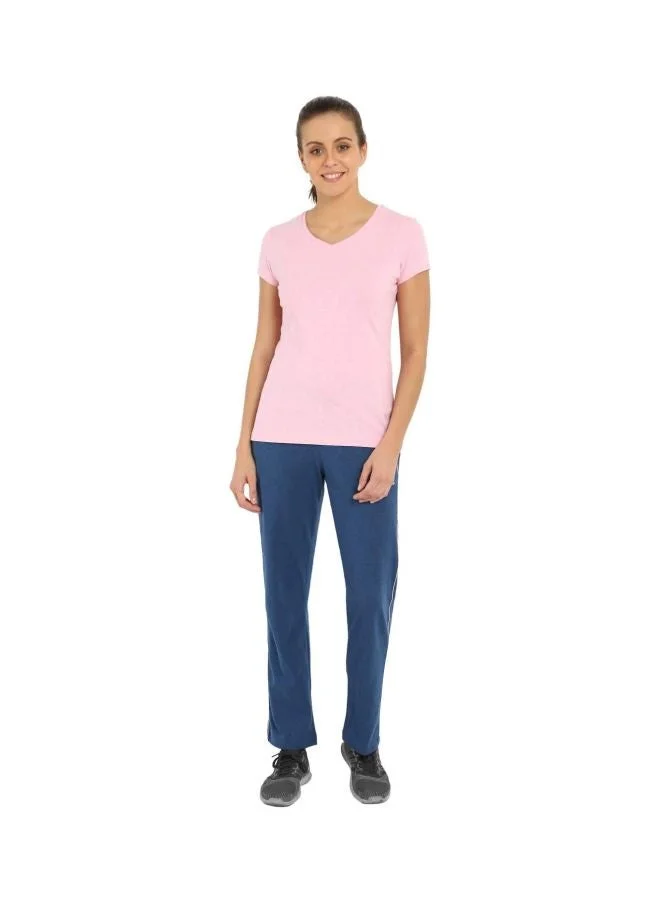 Jockey PINK LADY MELANGE 1359 Women Super Combed Cotton Elastane Stretch Regular Fit Solid V Neck Half Sleeve T Shirt for Women | Best Price UAE