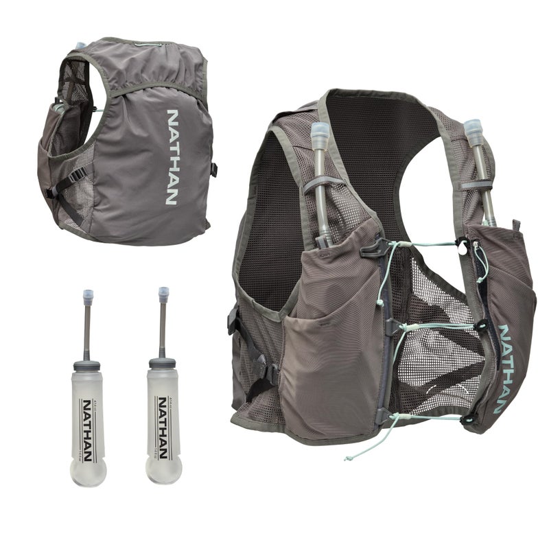 Nathan Womens Hydration Vest Lightweight Breathable Running Gear with 2x14oz Hydrapak Flasks 2L Bladder ChafeFree Mesh Reflective for Visibility QuickFit Setup Pinnacle BreezeCharcoal SM - Image 2
