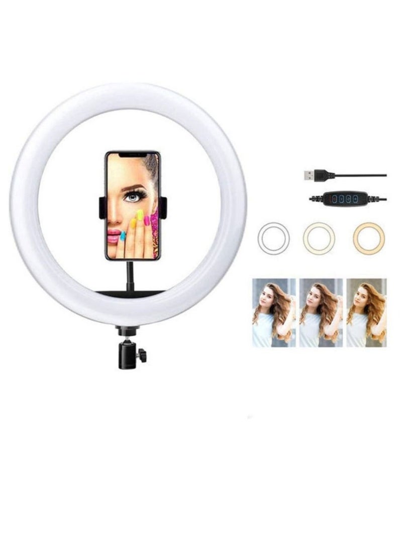 DUSALA 12-Inch LED Dimmable Photography Ring Light White, 3 Lighting Modes,Brightness Adjustable for Live Streaming Selfie Photography Video Shooting - Image 4