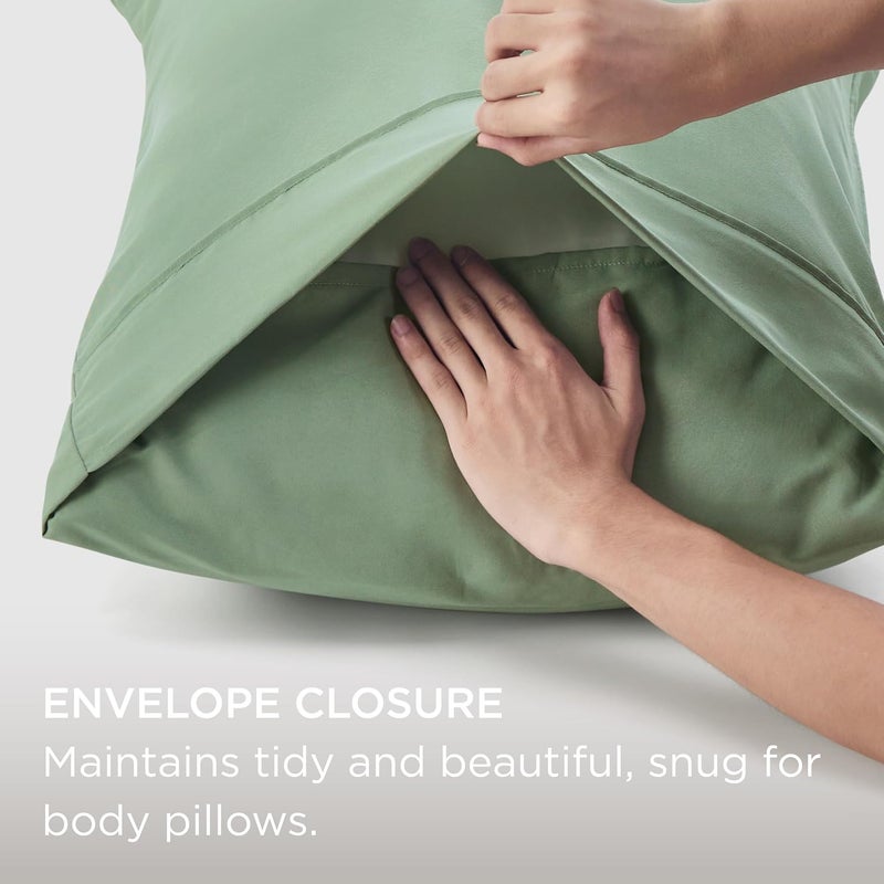 Bedsure Body Pillow Case Cover - Sage Green Brushed Microfiber Long Pillow Cases, Ultra Soft and Cozy Body Pillowcase with Envelope Closure for Kids, Wrinkle, Fade Resistant, 1 Pack, 20x54 Inches - Image 5