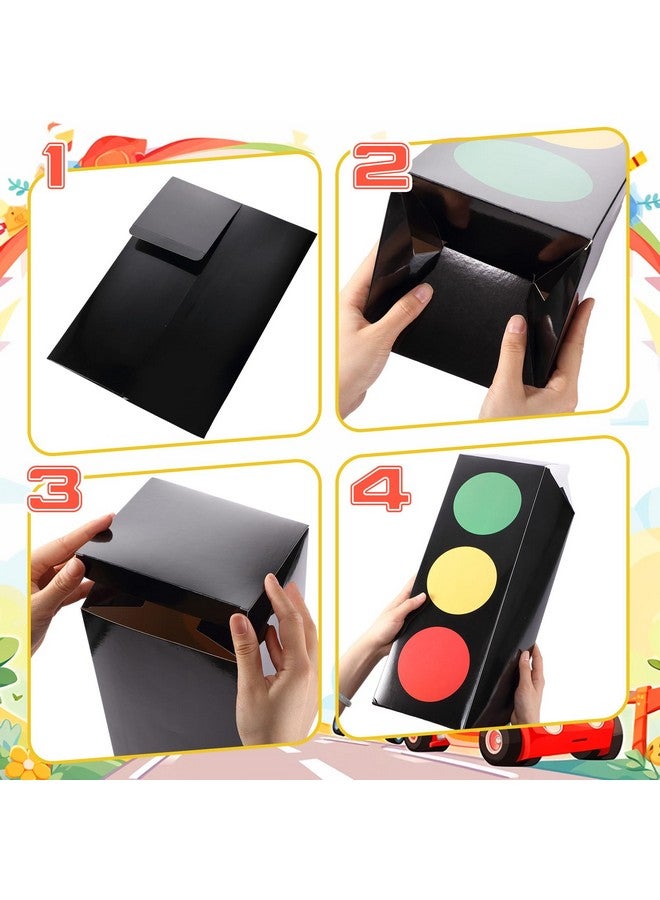 Zhanmai صناديق تفضيل إشارة المرور زهانماي 2 قطعة 17'' صناديق النقل لمركز الزينة إشارة المرور لتزيين الطاولة لحفلة عيد ميلاد موضوع السيارة للصبي أو الفتاة زينة حفلة البناء والسباق لوازم الهدايا الجيدة - Image 4