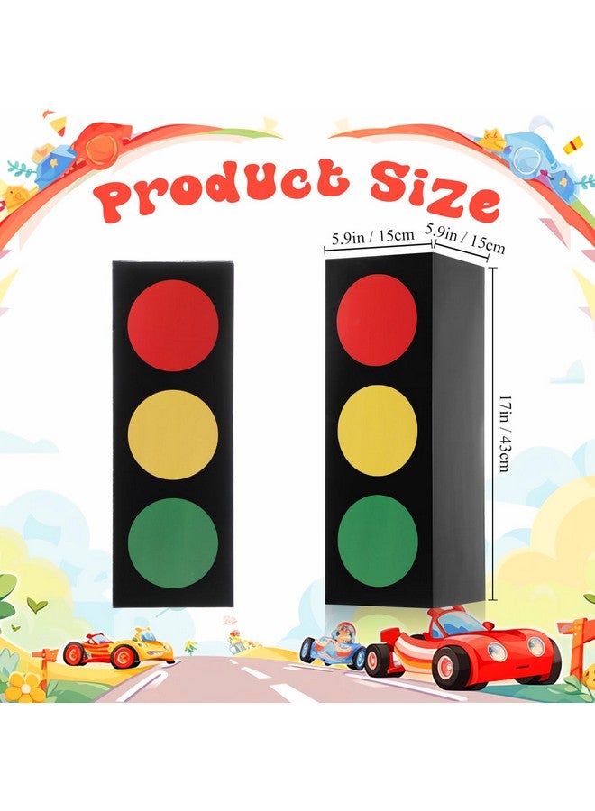 Zhanmai صناديق تفضيل إشارة المرور زهانماي 2 قطعة 17'' صناديق النقل لمركز الزينة إشارة المرور لتزيين الطاولة لحفلة عيد ميلاد موضوع السيارة للصبي أو الفتاة زينة حفلة البناء والسباق لوازم الهدايا الجيدة - Image 3