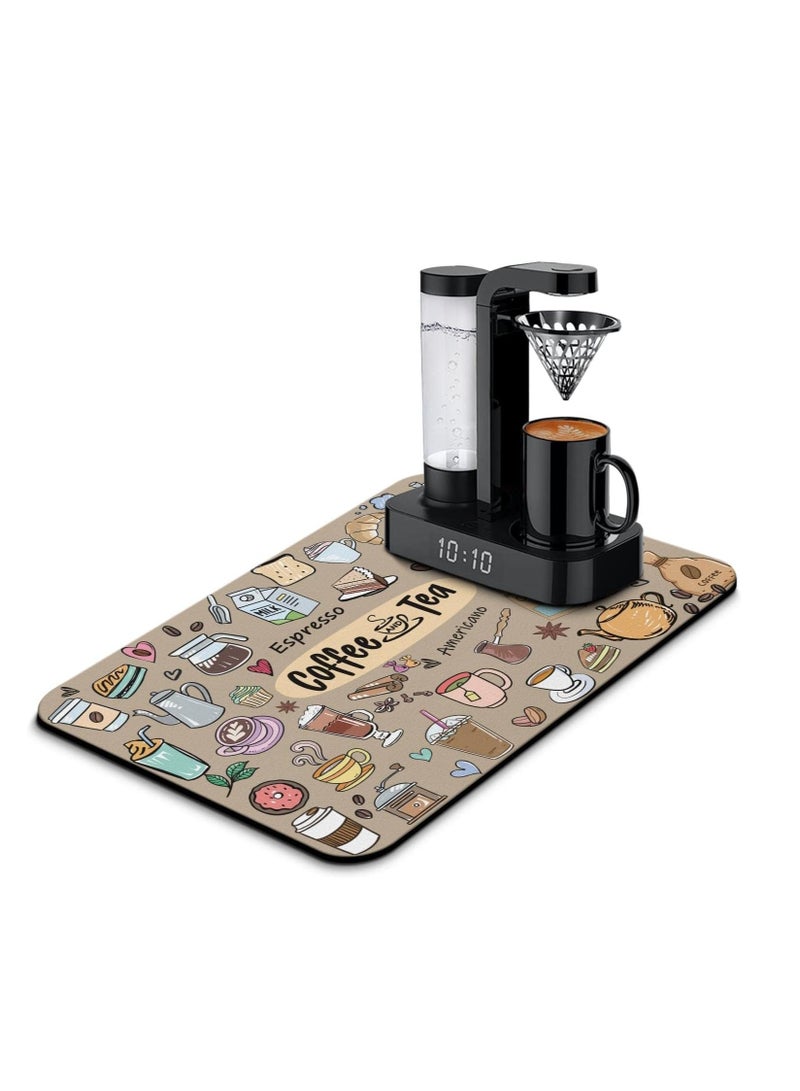 Excefore Coffee Bar Mat Accessories for Countertop Super Absorbent Anti-Slip Silicone Dish Drying Mats for Kitchen Counter Draining Pad Decor Gift Fit Coffee Maker Coffee Pot Espresso Machine 23inx15in - Image 1