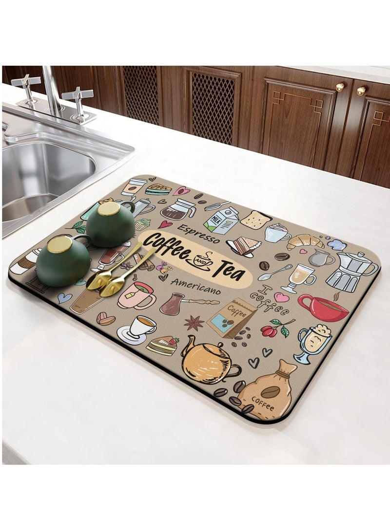 Excefore Coffee Bar Mat Accessories for Countertop Super Absorbent Anti-Slip Silicone Dish Drying Mats for Kitchen Counter Draining Pad Decor Gift Fit Coffee Maker Coffee Pot Espresso Machine 23inx15in - Image 4