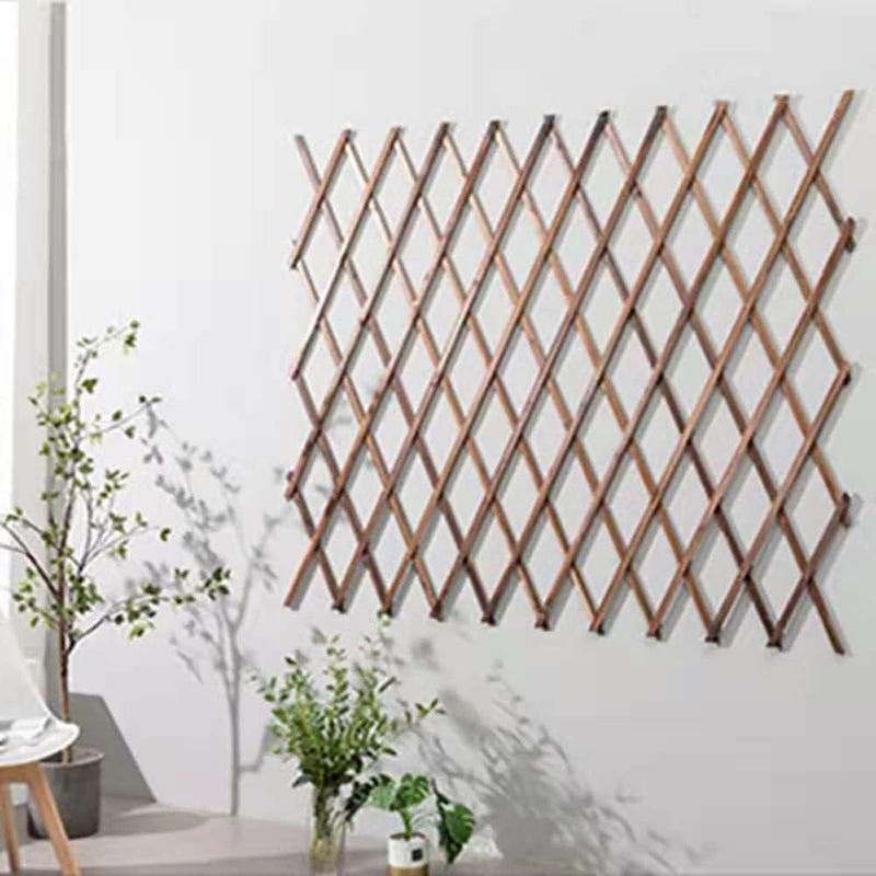 LINGWEI Portable Expandable Wooden Garden Fence for Home Wall Hanging, Plant Trellis Frame, Wicker Fence (Brown, 75cm) - Image 5