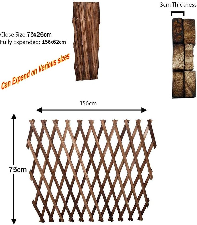 LINGWEI Portable Expandable Wooden Garden Fence for Home Wall Hanging, Plant Trellis Frame, Wicker Fence (Brown, 75cm) - Image 2