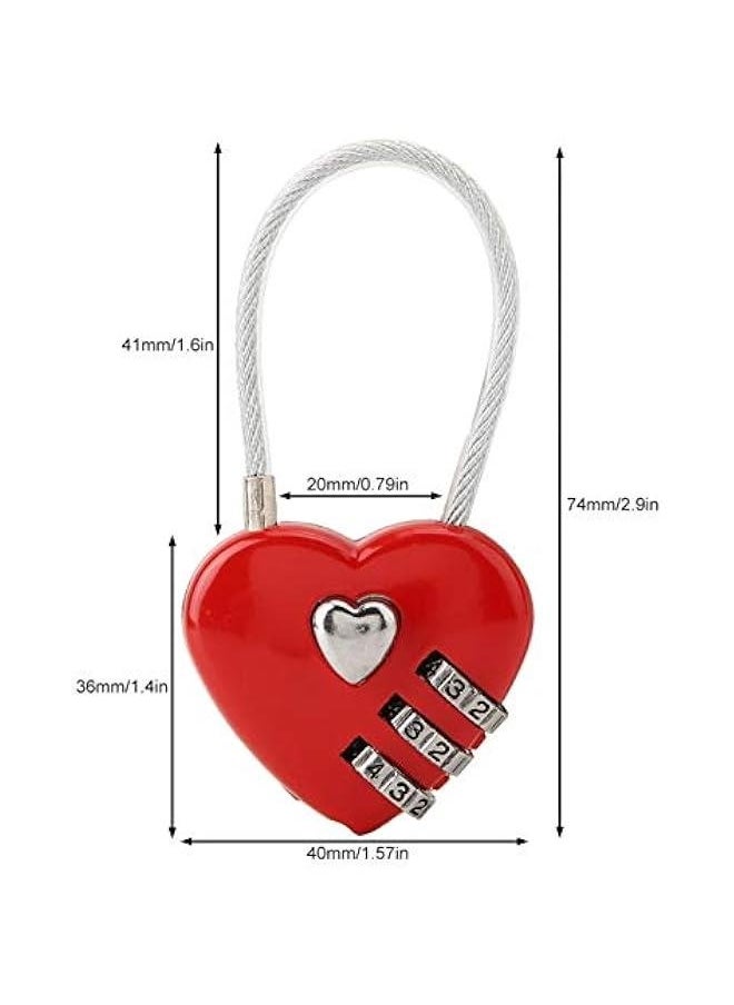Generic - Heart Shape Code Lock compact mini size with 3 Digit Code Combination for luggage, backpack, jewelry box, hall locker(red) - Image 1