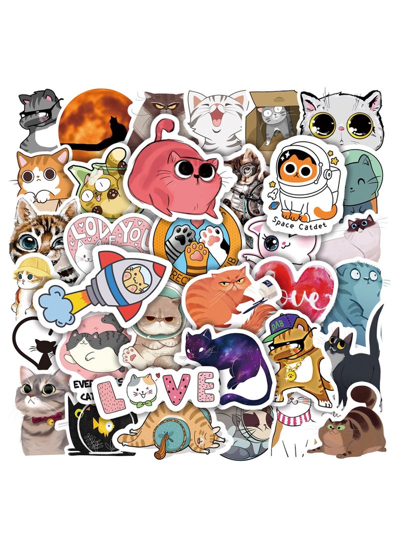 ORAINBOW 50pcs Cute Cat Stickers Kawaii Waterproof Vinyl Animal Stickers for Water Bottle Laptop Skateboard Bicycles Bumper Sticker Decals for Kids Teens Girls Adults  - Image 1