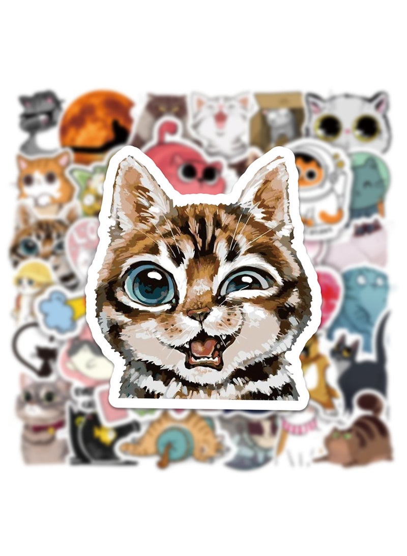 ORAINBOW 50pcs Cute Cat Stickers Kawaii Waterproof Vinyl Animal Stickers for Water Bottle Laptop Skateboard Bicycles Bumper Sticker Decals for Kids Teens Girls Adults  - Image 2