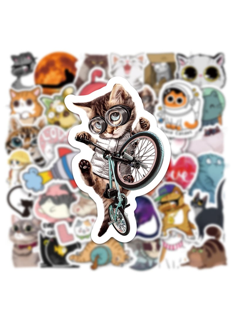ORAINBOW 50pcs Cute Cat Stickers Kawaii Waterproof Vinyl Animal Stickers for Water Bottle Laptop Skateboard Bicycles Bumper Sticker Decals for Kids Teens Girls Adults  - Image 5
