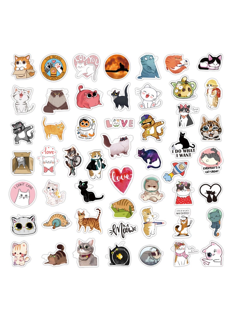 ORAINBOW 50pcs Cute Cat Stickers Kawaii Waterproof Vinyl Animal Stickers for Water Bottle Laptop Skateboard Bicycles Bumper Sticker Decals for Kids Teens Girls Adults  - Image 3