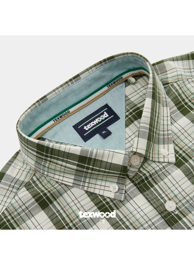 Texwood Apple Men's Autumn New Long Sleeve Comfortable Shirt Chinese Style Premium Casual Top Green XL - Image 2