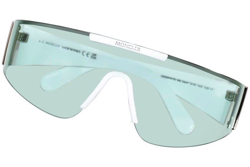 Moncler Sunglasses ML 0247 Ombrate 21N Shiny Optical White, Palladium/Aqua Len - Image 5