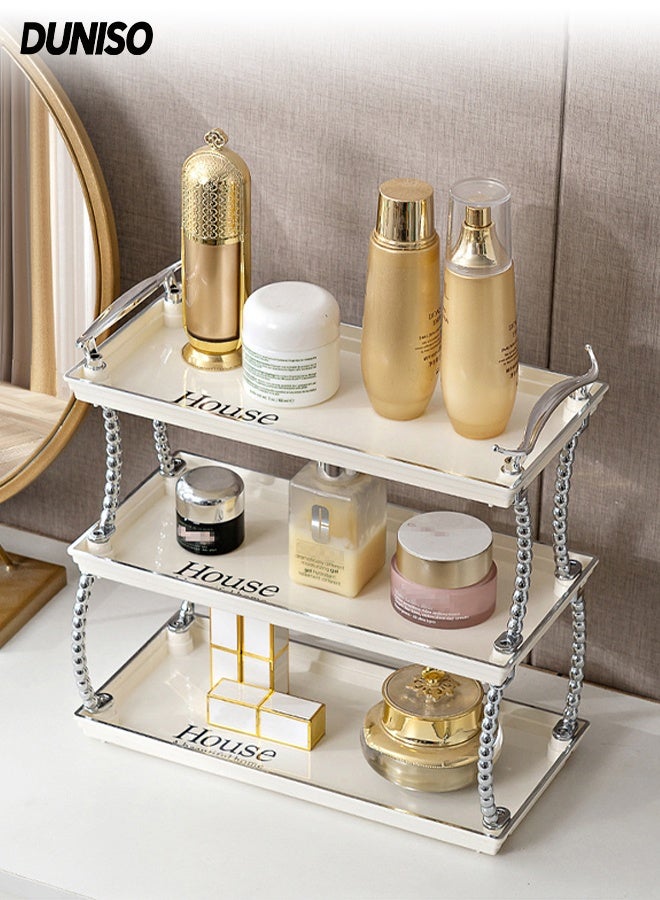 DUNISO 3-Tier Storage Rack,Stand Shelf for Home ,Office ,Kitchen and Bathroom,Shelf Organizer,Space-Saving Lightweight Durable PET Plastic - Image 1