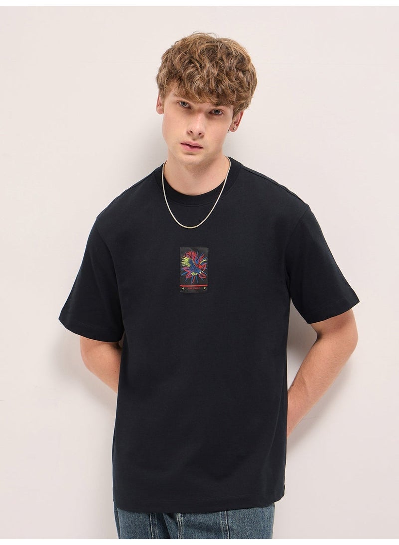 THE BEAR HOUSE Men's Black Dynamic Eagle Flight Vibrant Abstract Crew Neck T-shirt Perfect For Casual Wear, Gym, Travel, Or Layering Stylish And Versatile Essential For Every Wardrobe - Image 1