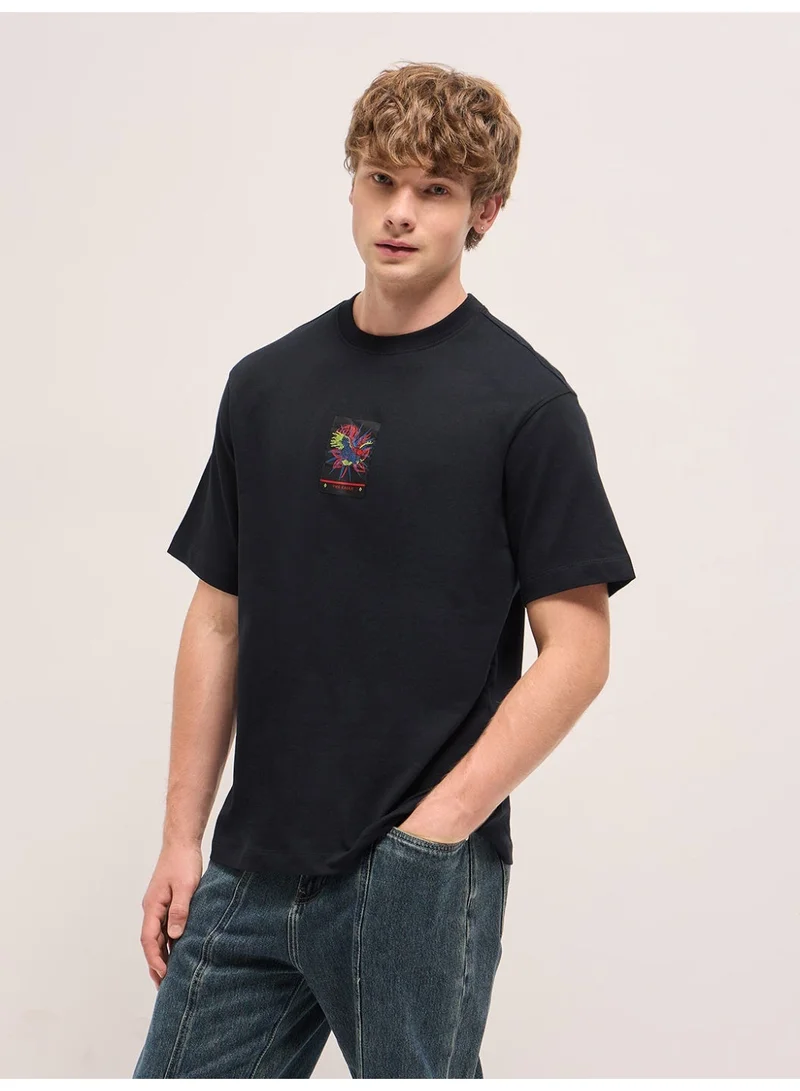 THE BEAR HOUSE  Men's Black Dynamic Eagle Flight Vibrant Abstract Crew Neck T-shirt Perfect For Casual Wear, Gym, Travel, Or Layering Stylish And Versatile Essential For Every Wardrobe for Men | Best Price UAE