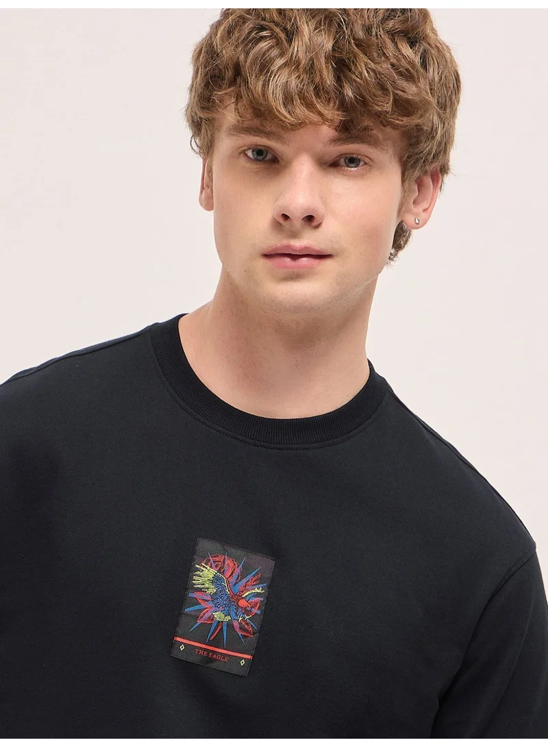 THE BEAR HOUSE  Men's Black Dynamic Eagle Flight Vibrant Abstract Crew Neck T-shirt Perfect For Casual Wear, Gym, Travel, Or Layering Stylish And Versatile Essential For Every Wardrobe for Men | Best Price UAE