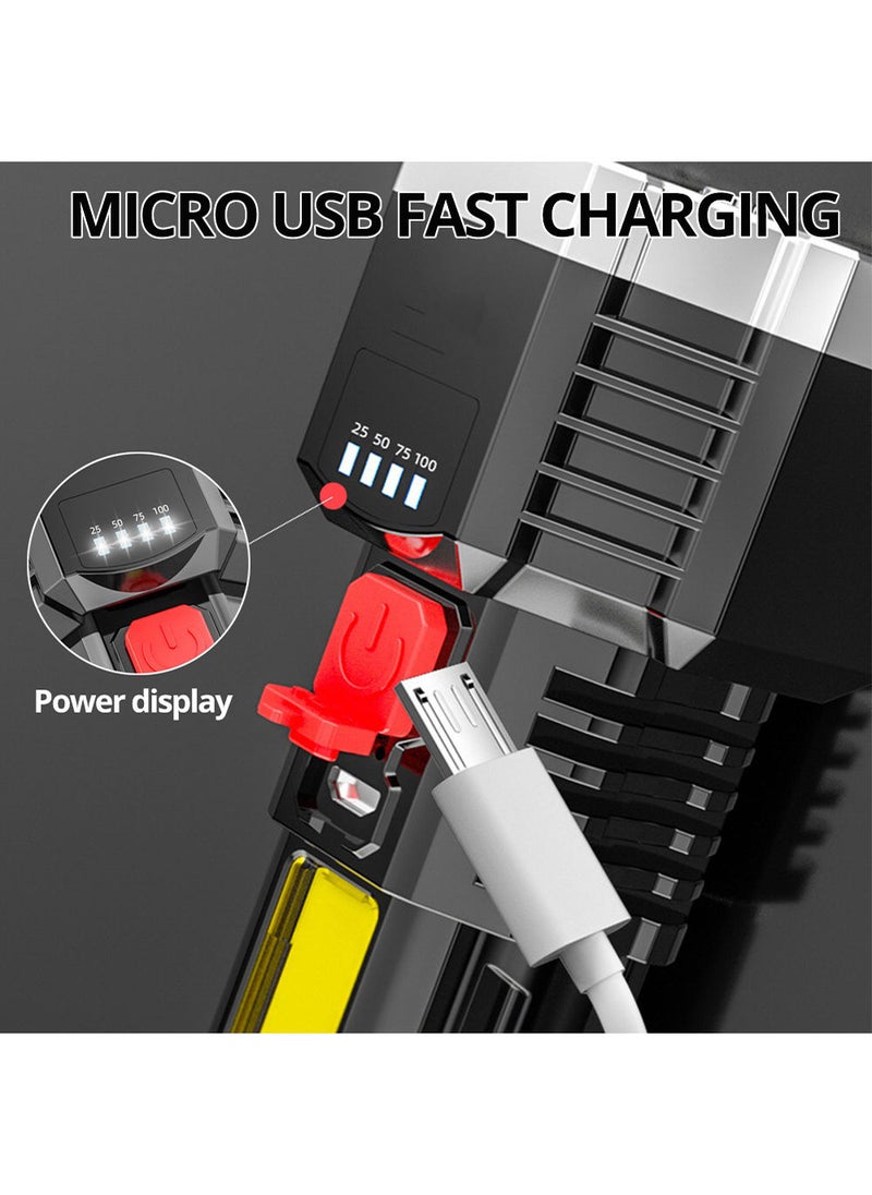 EzzySo - Rechargeable LED Flashlight with COB Side Light, Super Bright Flashlight Battery Powerd Waterproof Handheld Flashlights - Image 1