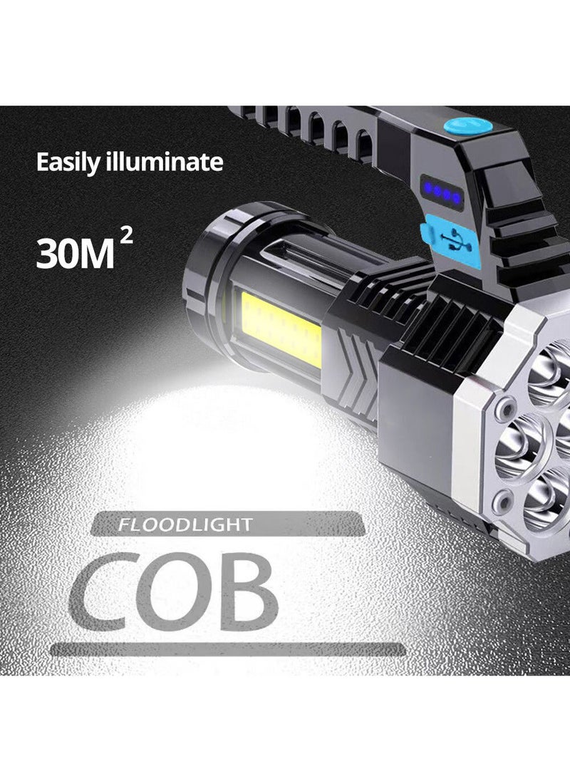 EzzySo - Rechargeable LED Flashlight with COB Side Light, Super Bright Flashlight Battery Powerd Waterproof Handheld Flashlights - Image 1
