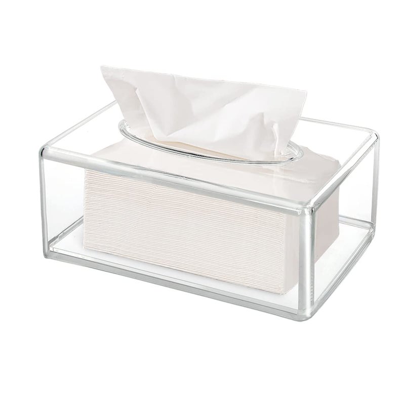 Discoball Tissue Box Clear Tissue Holder Rectangular Napkin Dispenser Tissue Box Cover Acrylic Tissue Storage Box for Home Bathroom Table Office