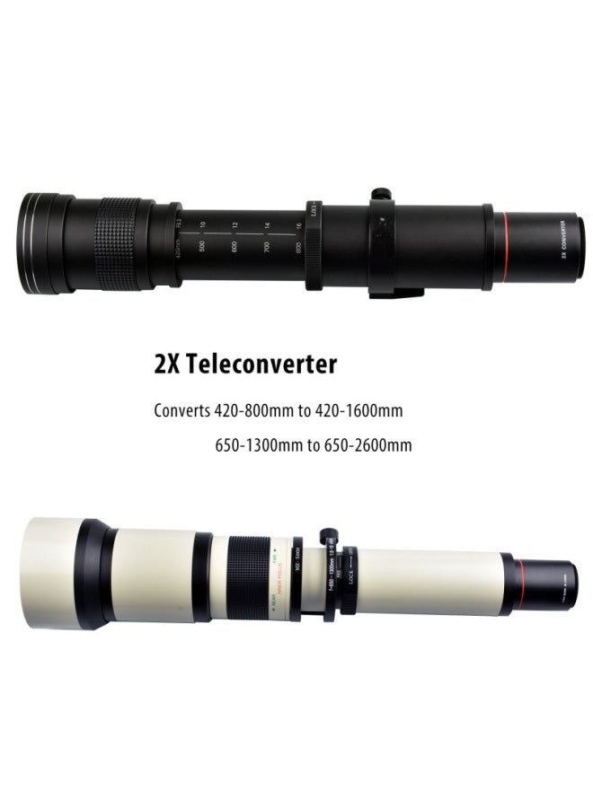 Generic Xianfeng Such As 420-1600mmF8.3 Manual Lens 2 Multiplier Telephoto Zoom Telescopic SLR Moon Shooting Bird-Body Color:White-l Bayonet  - Image 2