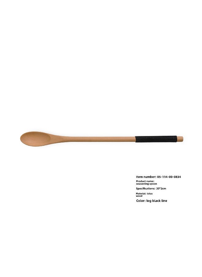 NIBEMINENT Elegant Wooden Long Handle Spoon Set20*2cm log black line 20*2cm log black line 