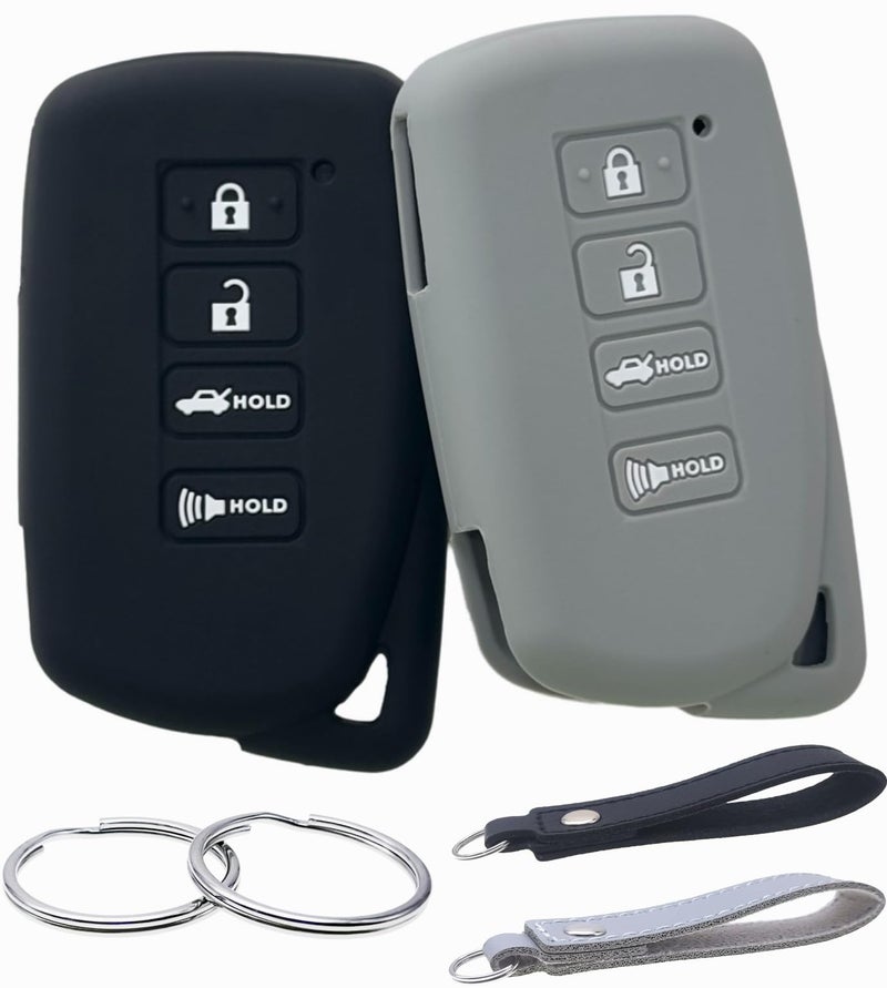 غطاء مفتاح سيليكون مطاطي REPROTECTING متوافق مع 20132021 لكزس ES300h ES350 GS350 GS450h IS200t IS300 IS350 LX570 NX200t NX300h RC350 RX350 RX450h أسود رمادي