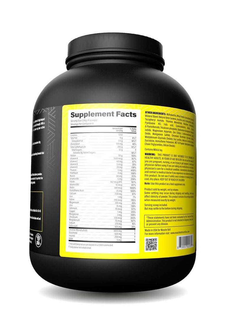 Muscle Bolt - Mass Gainer Protein Powder Mix For Weight Gain, Vanilla 6lb - Image 1