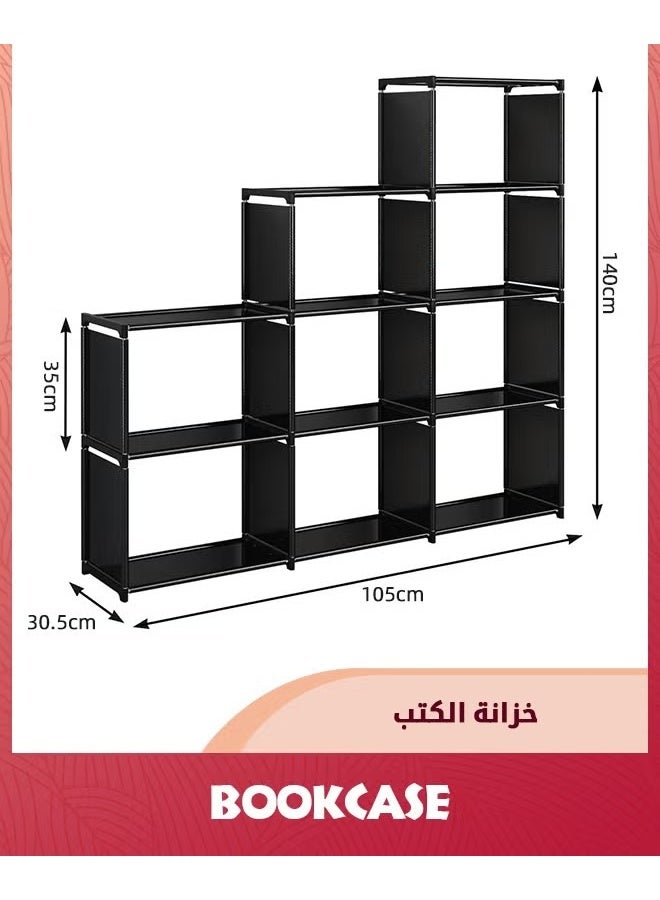 EETU Bookcase,9 Cube Closet Storage Organizer Bookshelf,DIY Storage Organizer Closet Shelf,Clothes Storage For Living Room,Study Room,Bedroom,Black - Image 2