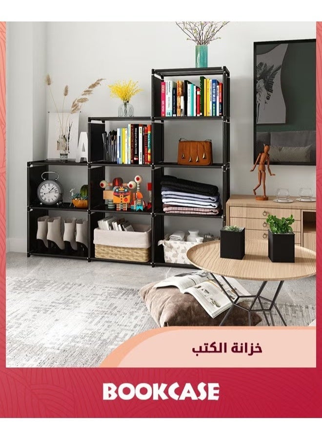 EETU Bookcase,9 Cube Closet Storage Organizer Bookshelf,DIY Storage Organizer Closet Shelf,Clothes Storage For Living Room,Study Room,Bedroom,Black - Image 4