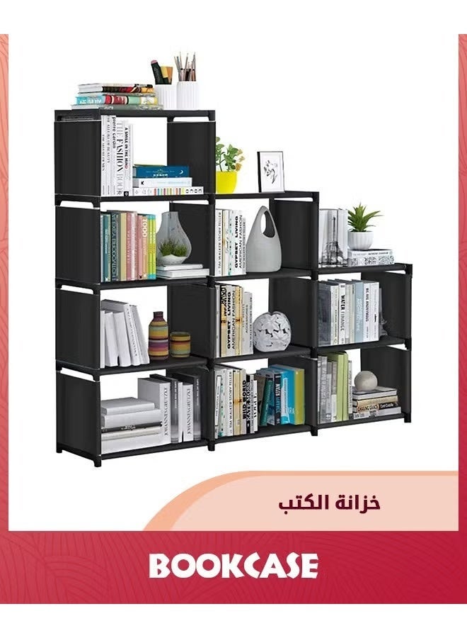 EETU Bookcase,9 Cube Closet Storage Organizer Bookshelf,DIY Storage Organizer Closet Shelf,Clothes Storage For Living Room,Study Room,Bedroom,Black - Image 1