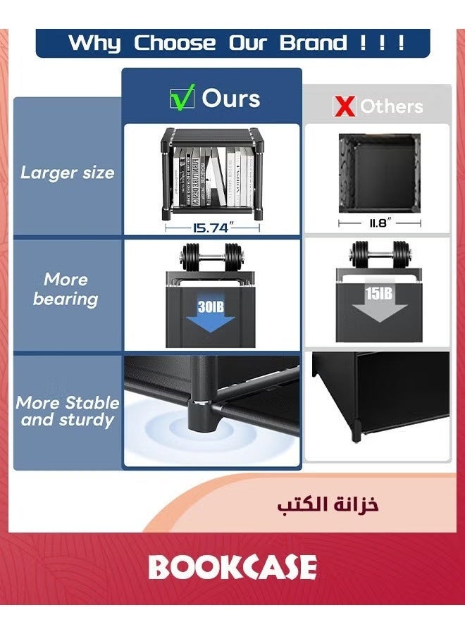 EETU Bookcase,9 Cube Closet Storage Organizer Bookshelf,DIY Storage Organizer Closet Shelf,Clothes Storage For Living Room,Study Room,Bedroom,Black - Image 3