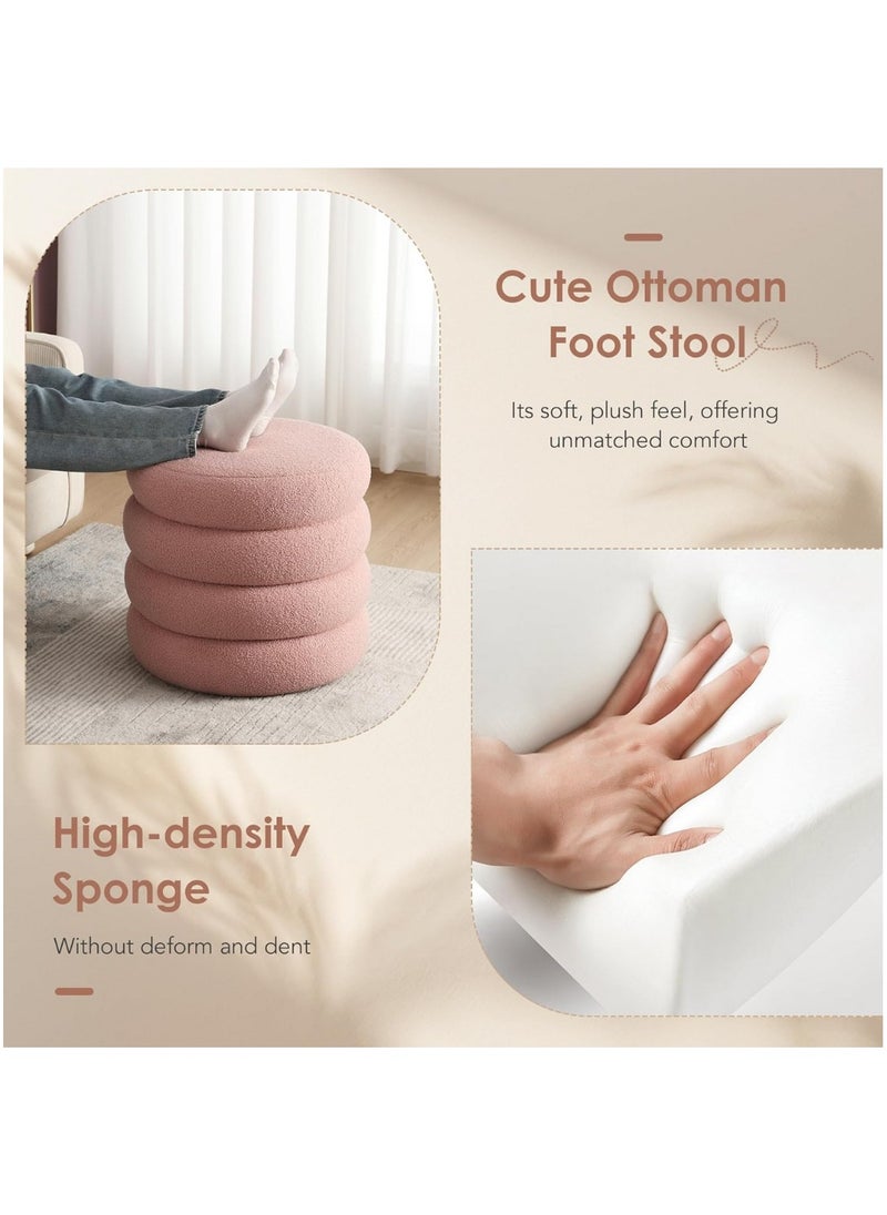 Nice Home Luxury Sherpa Storage Ottoman in Blush Pink – Round Footrest Pouf with Hidden Compartment | Soft Vanity Stool for Bedroom & Living Room  - Image 5
