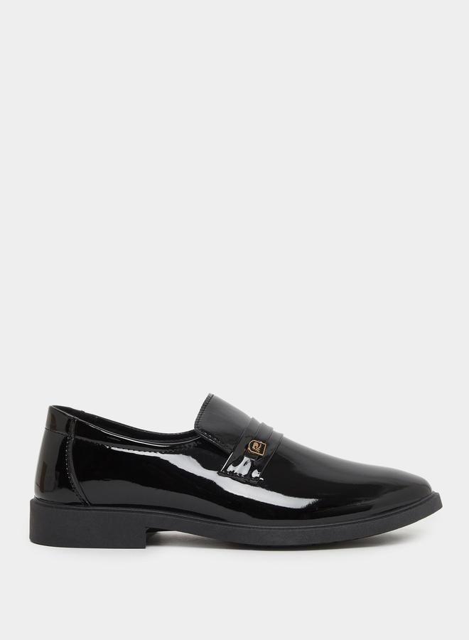 Styli Plain Almond Toe Slip On Formal Shoes - Image 1