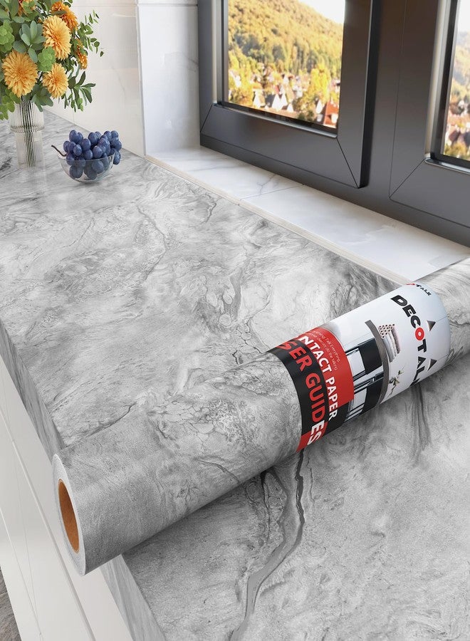 Decotalk 30"x120" Marble Countertop Contact Paper Peel and Stick Countertops Grey Marble Contact Paper for Countertops Vinyl Wrap, Kitchen Counter Top Peel and Stick Waterproof Counter Cover Matte - Image 1