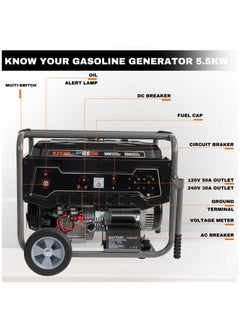KSEIBI Gasoline Generator, 5.5KW Fuel Portable Generator with Low Noise, Long Runtime, RV Charging Function, CO Sensor, and Certification for Home and Outdoor Use  - Image 2