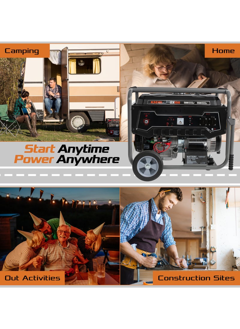 KSEIBI - Gasoline Generator, 5.5KW Fuel Portable Generator with Low Noise, Long Runtime, RV Charging Function, CO Sensor, and Certification for Home and Outdoor Use - Image 1