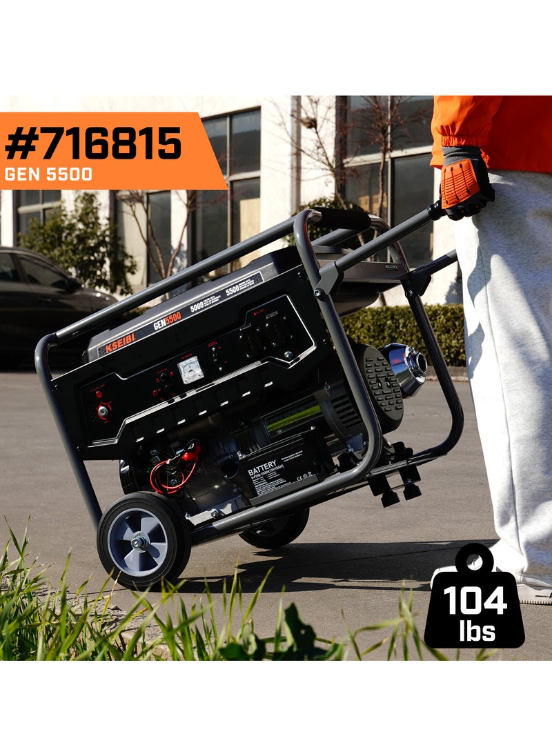 KSEIBI - Gasoline Generator, 5.5KW Fuel Portable Generator with Low Noise, Long Runtime, RV Charging Function, CO Sensor, and Certification for Home and Outdoor Use - Image 1