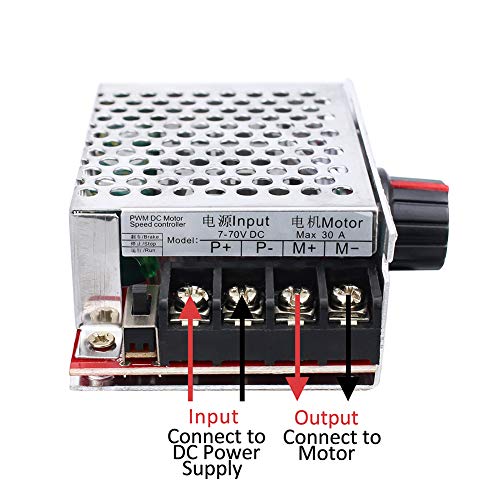 KeeYees 7-70V 30A PWM DC Motor Speed Controller Switch Control 12V 24V 36V 48V with 30 Amp Fuse - Image 3