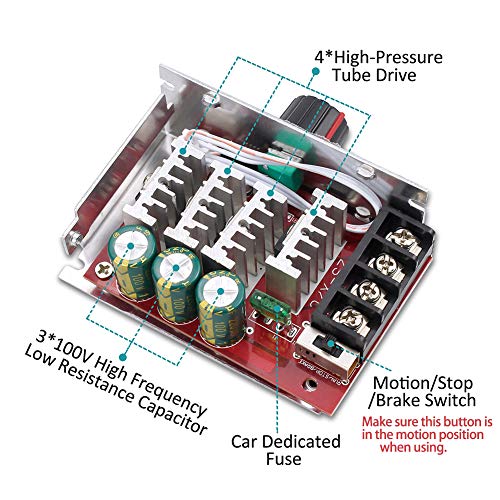 KeeYees 7-70V 30A PWM DC Motor Speed Controller Switch Control 12V 24V 36V 48V with 30 Amp Fuse - Image 2