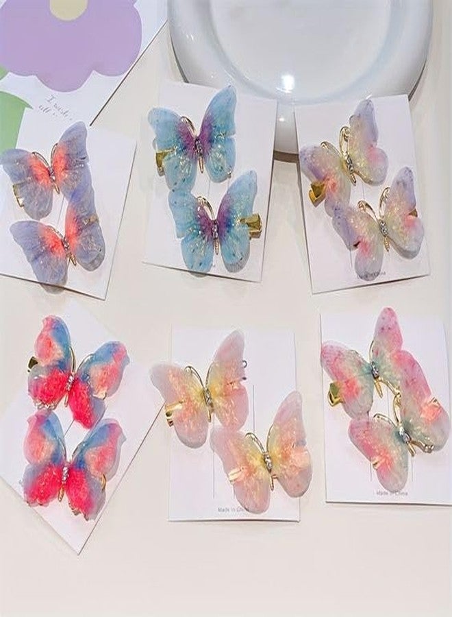 NEOBABY 3D Colorful Organza Butterfly Hair Clips - Glitter Hair Accessories with Moving Butterfly, Strong Hold Barrettes & Hair Pins (Assorted, Pack of 6 Pcs) - Image 4